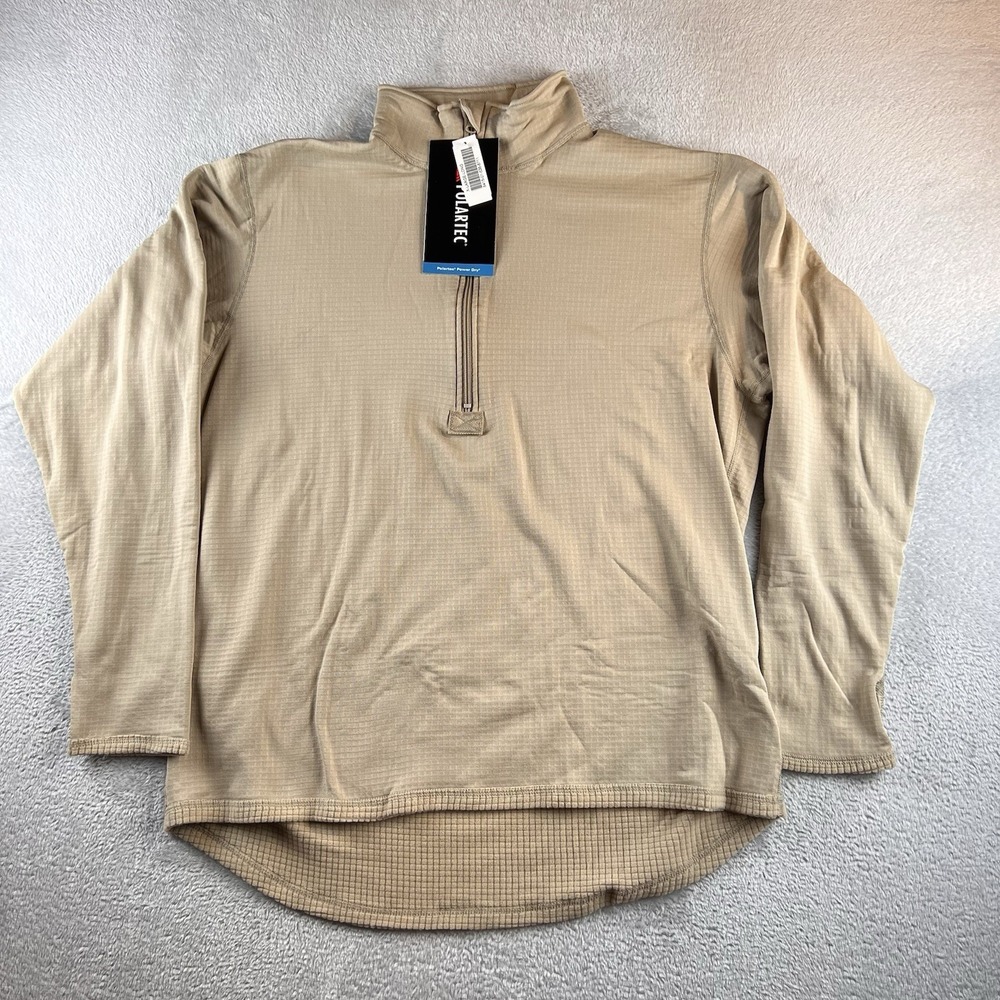 Polartec Shirt Mens XL Long Tan Power Dry 1/4 Zip Cold Weather GEN III ECWCS